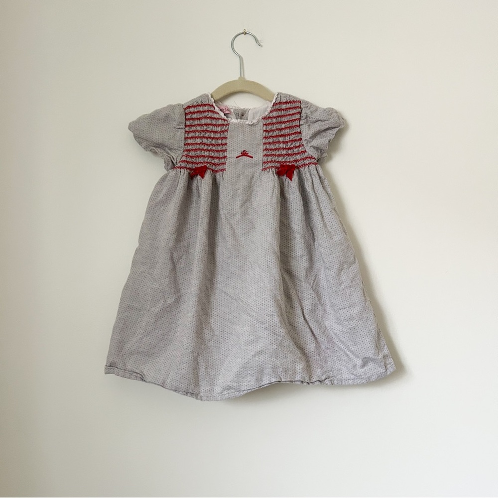 Vintage 80s Button Up Grey and Red Party Dress • Size 2T